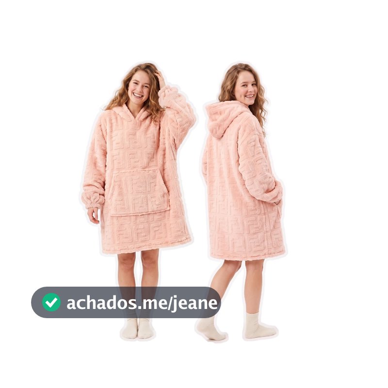 Moletom Gigante Cobertor com Capuz e Bolso Texturizado - Roupão Oversized Unissex de Inverno