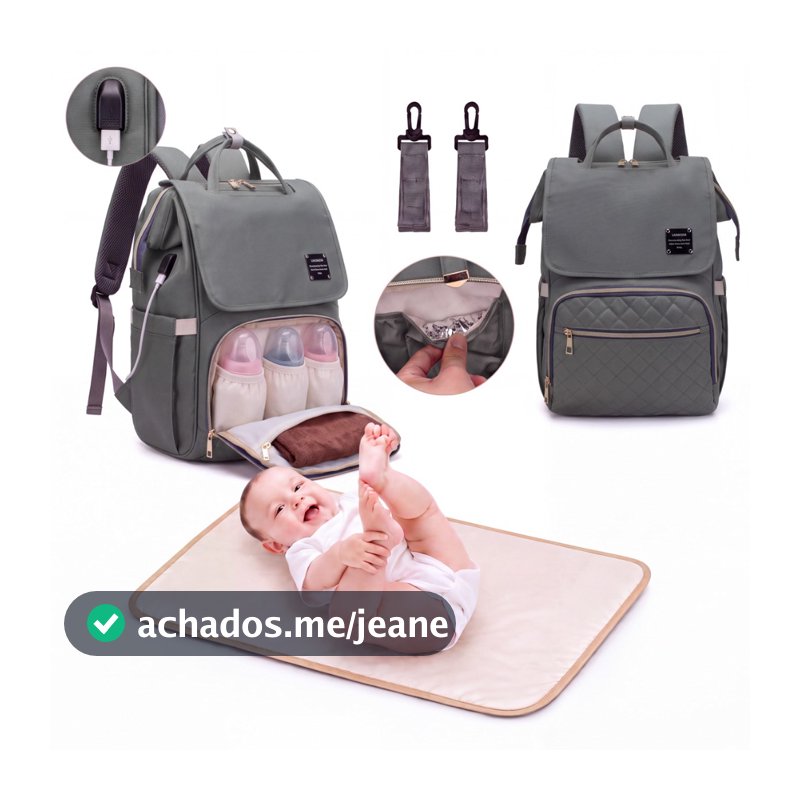 Bolsa Mochila Maternidade Lequeen Fashion Bebê Reforçada