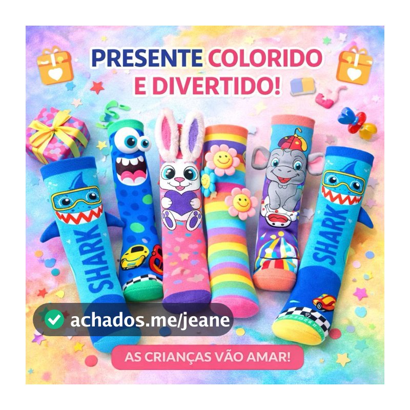 Meias 3D Infantil Maluca Divertida Personagens Vários Modelos