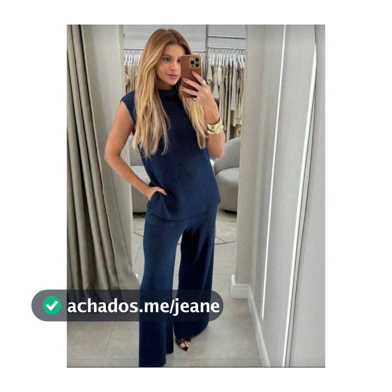 Conjunto Tricot Feminino Max Colete Regata Calça Pantalona Moda Outono Inverno Aerolook Tendência