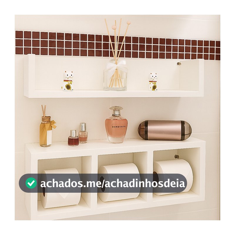 Nicho Decoração Banheiro Enfeite Papel Higienico MDF Branco Preto Texturizado para Perfumes