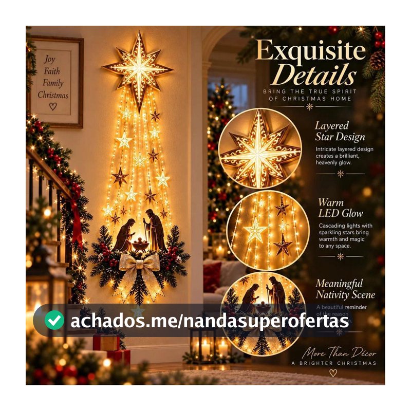 Decoração De Parede De Natividade Iluminada 2D Acrílico Estrela Ornamento 30cm Presépio De Natal Arte mueadsybr