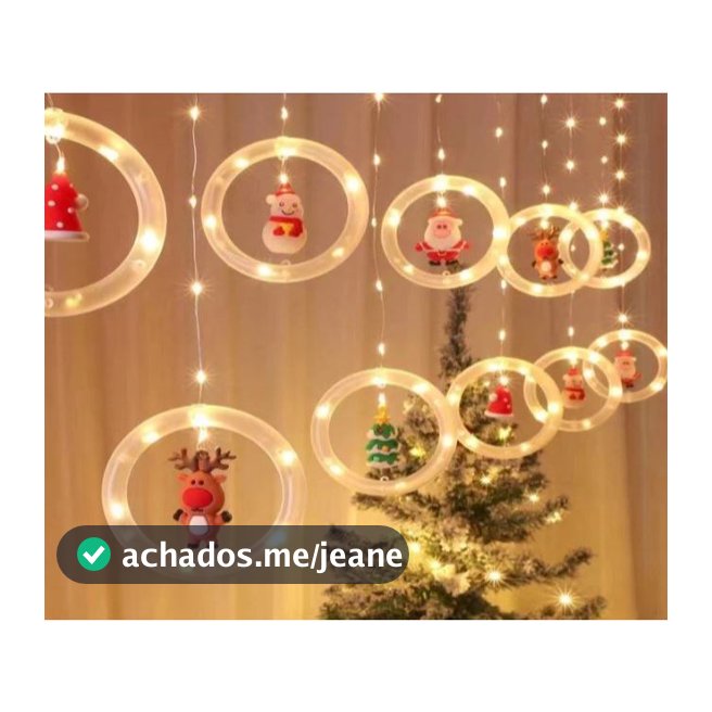 Cortina de Luz LED Cascata Pisca-Pisca Natal  Estrela, Papai Noel Decoração Festiva