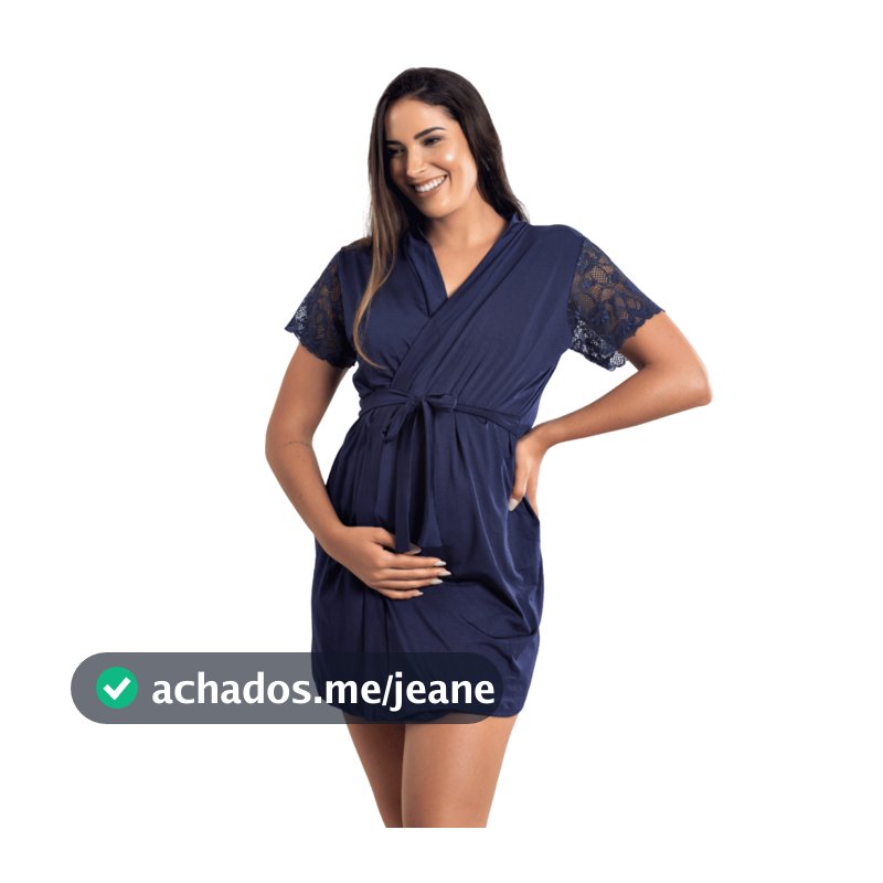 Robe Feminino Manga Curta com Renda