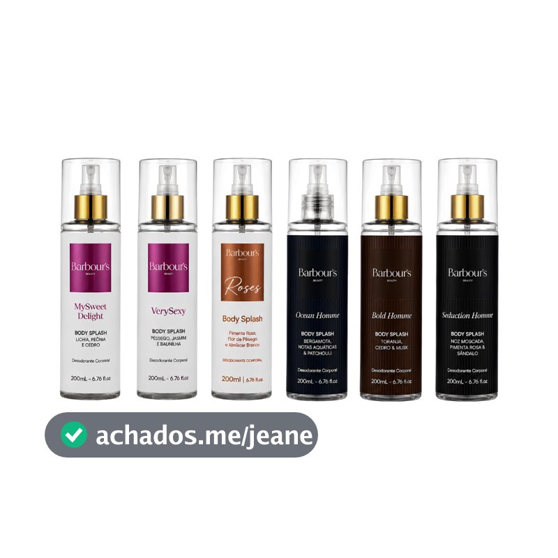 Kit 6 Body Splash Delight Very Sexy Roses Bold Homme Ocean Homme Sedeuction Homme