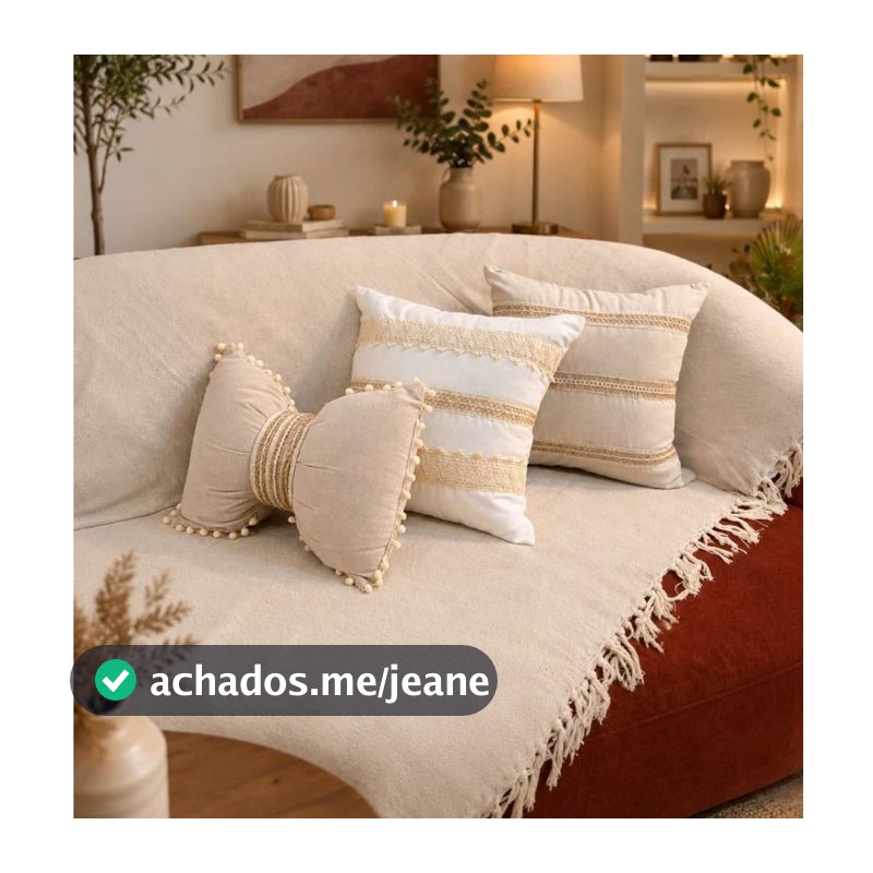 Kit 3 Almofadas Cheias Estilo Boho Chic com Laço – Exclusivo