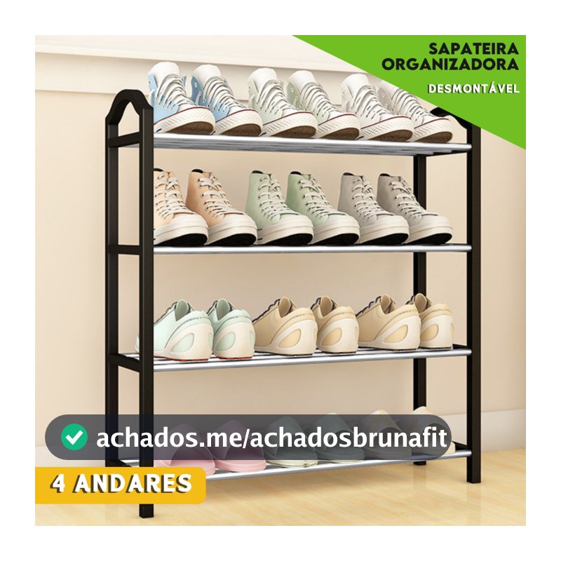 Sapateira 4 andares Organizador de Sapatos com 4 Níveis Estrutura Desmontável e Montagem Rápida | Av