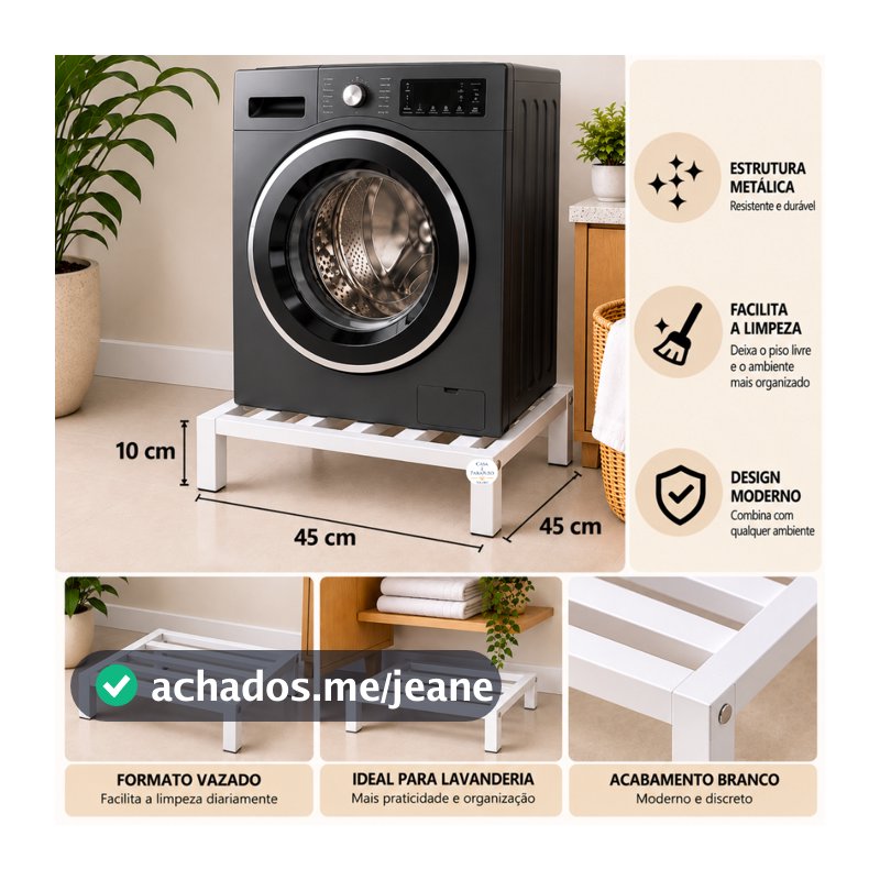 Base Metálica para Lavadora Suporte de Chão 45x45x10 cm-128