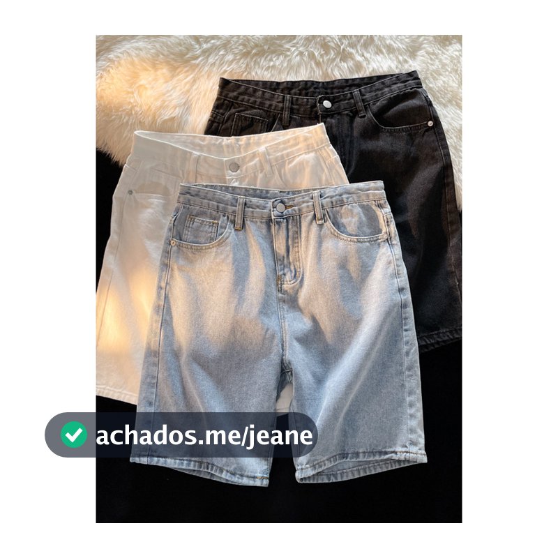 Shorts jeans de cor sólida masculino ins estilo Harajuku solto Casual calças cortadas verão Street Wear All-Match calças