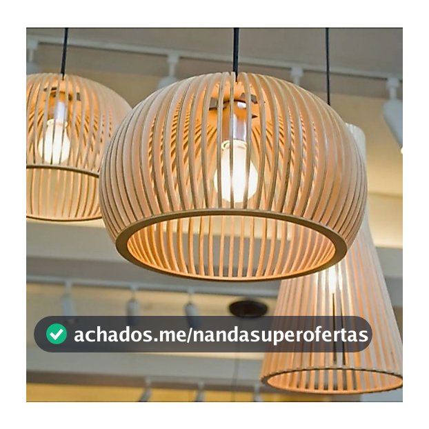 Pendente Luminária De Teto Lustre De Madeira Vintage Bivolt Cor Natural - 1 Bc / Sf