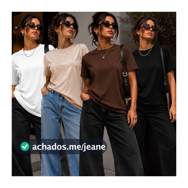 Kit 4 Camisetas Femininas estilo oversize 100% algodão.