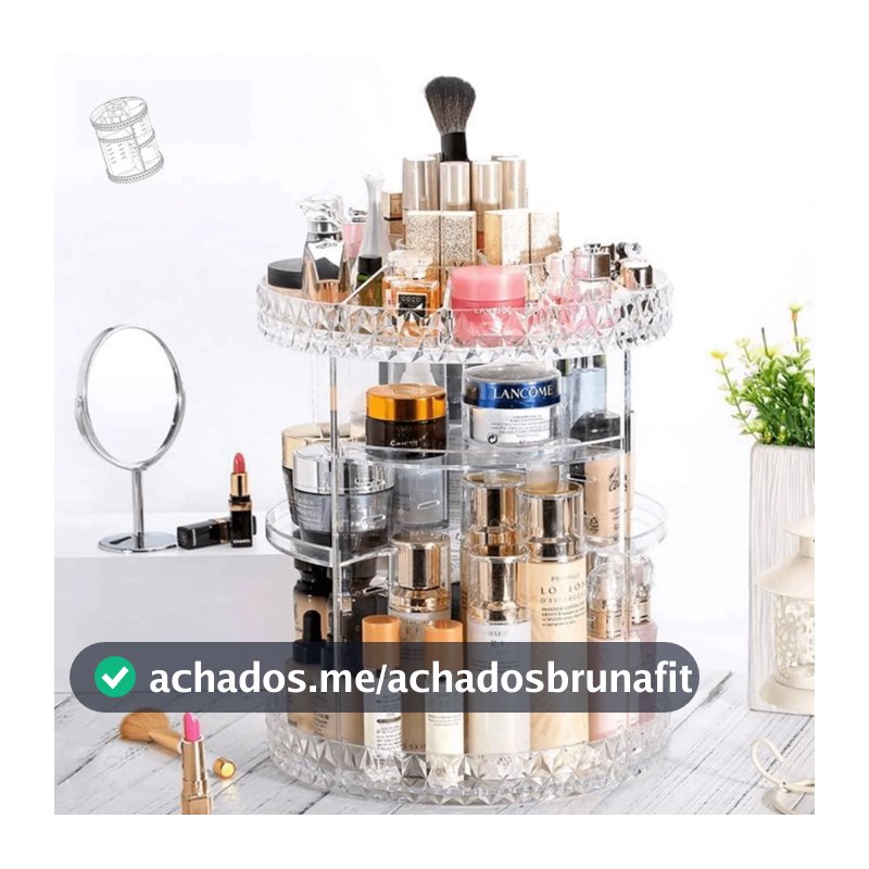 Organizador de maquiagem Acrílico  Giratório 360º Suporte Para Cosméticos
