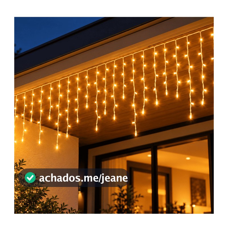 Pisca Pisca Cascata LED 3m Luzes de Natal  Quente Conectável para Decoração