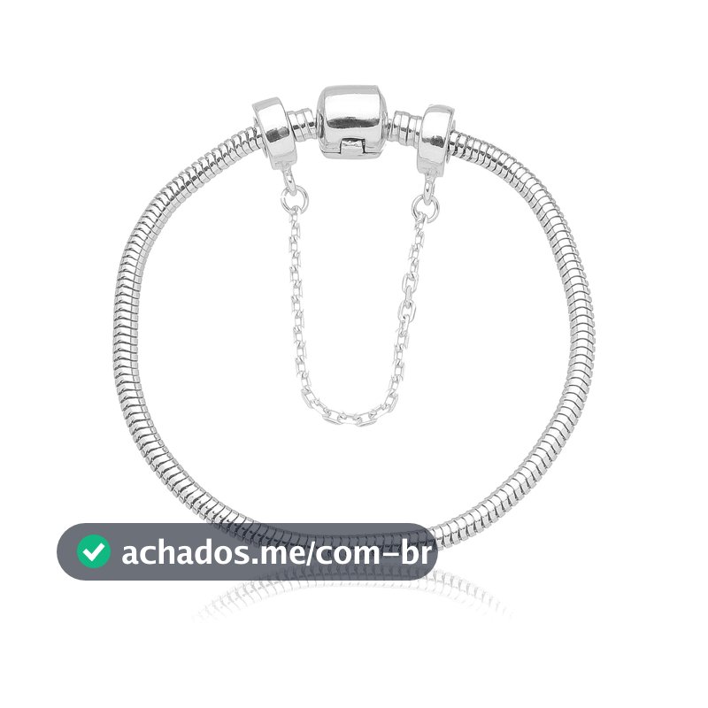 Pulseira Berloque Com Trava de Segurança Banhado a Prata 925