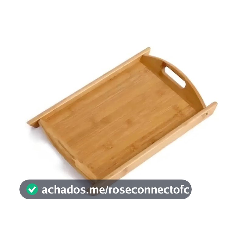 Bandeja Em Bambu Com Alça Para Servir Retangular 34X23Cm