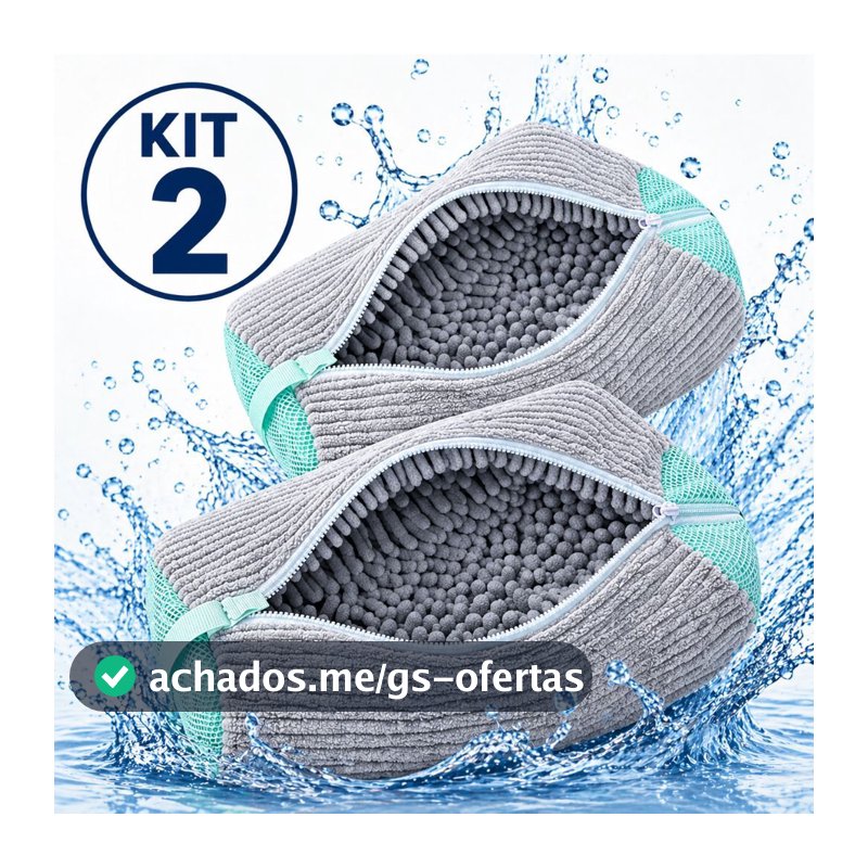 Kit 2 Sacos lavar Tenis Sapato Máquina Lavar roupas Protege não danifica Lavagem Segura Lavanderia
