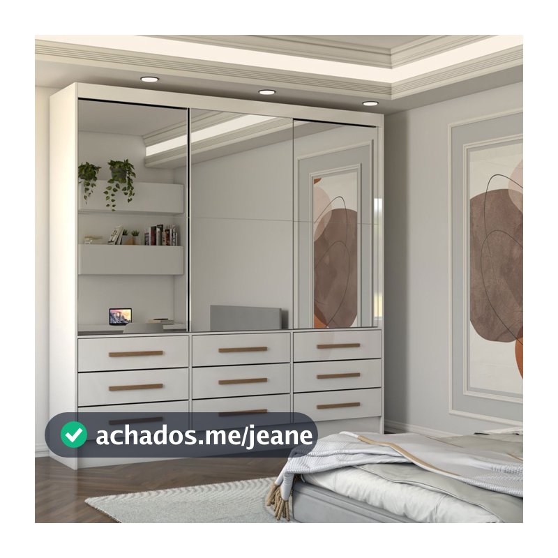 Guarda-Roupa Casal Taylor Premium 3 Portas 9 Gavetas com Espelho - Panorama Móveis