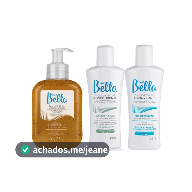 Kit Pré e Pós Depilação GEL l ÓLEO I LOÇÃO Depil Bella Loção Pré - Óleo Pós - Gel Pós Calmante