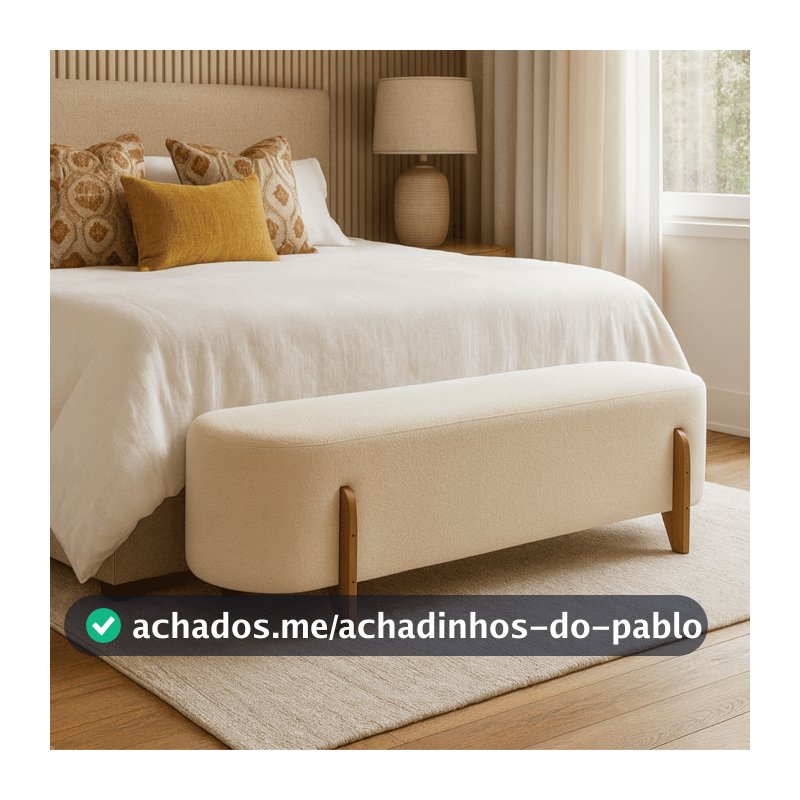 Recamier Orgânico Boucle Bege Banco Decorativo Quarto Sala Design Contemporâneo