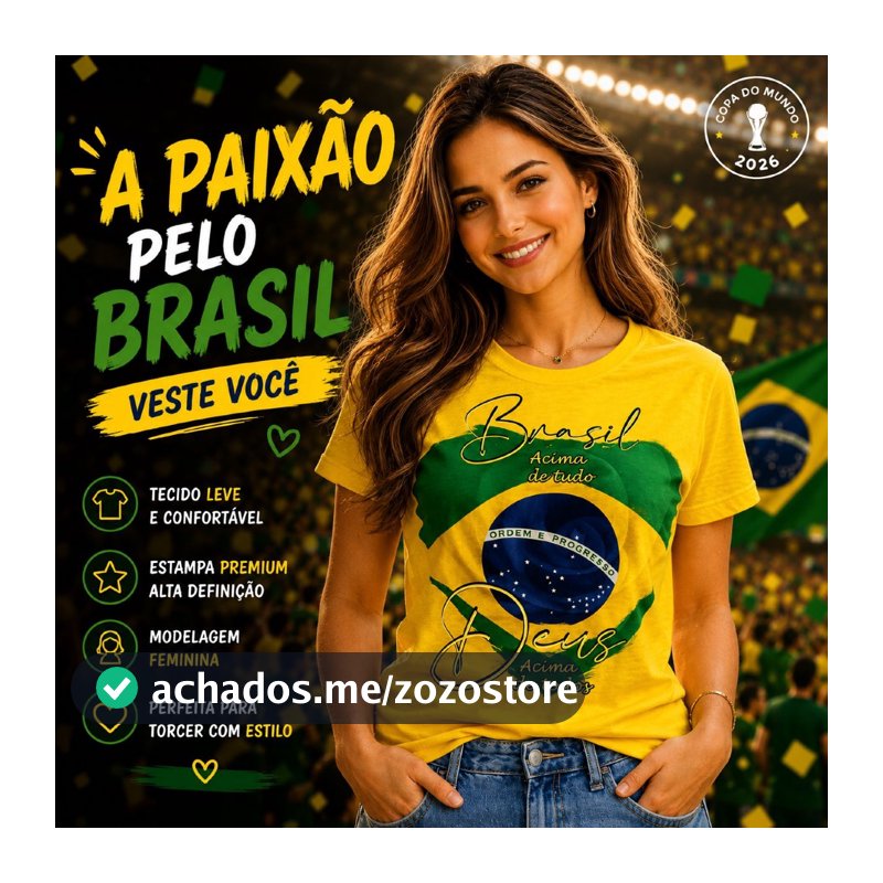 Camiseta T-shirt Brasil Deus a cima de Tudo