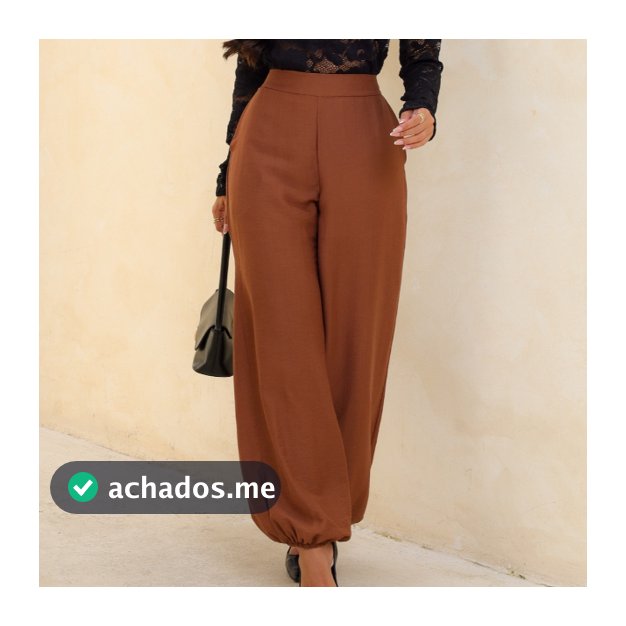 Calça Feminina Aladim Com Bolsos E Zíper Lateral Com Forro