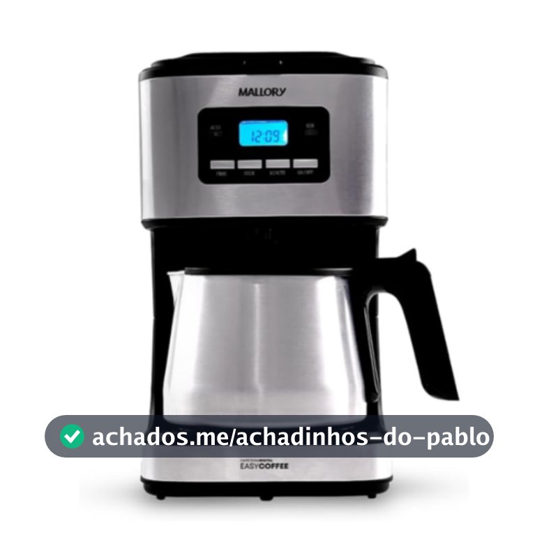 Cafeteira Elétrica Programavel Mallory 1,5 Litros Easy Coffee Preto e Inox - 220V