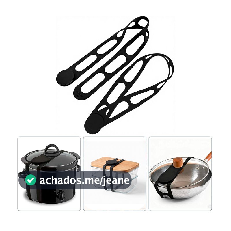 Cinta Elástica Trava Tampa em Silicone Multiuso - Lacre de Segurança para Panelas, Marmitas e Lancheiras