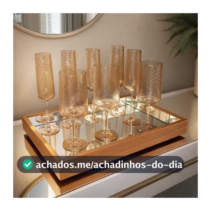 Bandeja Espelhada Flutuante Decorativa Mesa Bar Aparado 50X30CM Primium