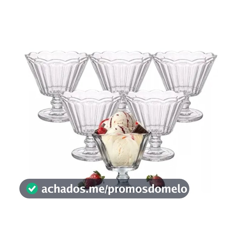 Jogo de Taças de Vidro para Sobremesa Transparente 150ml 6 Peças Haus Concept Lótus