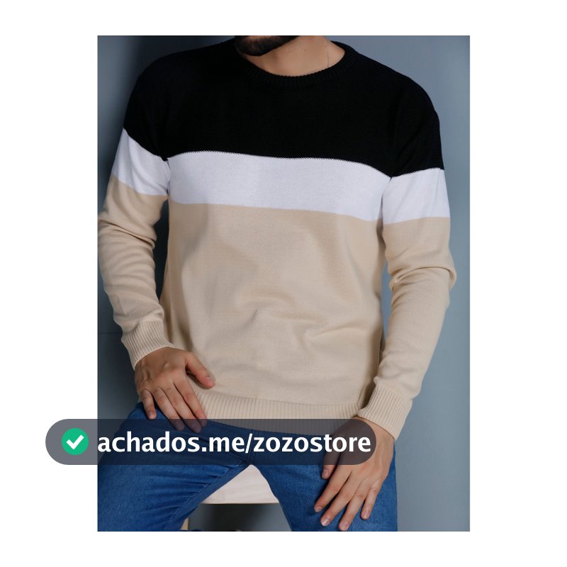 Sueter tricot masculino casaco blusa de frio gola redonda manga longa blusa