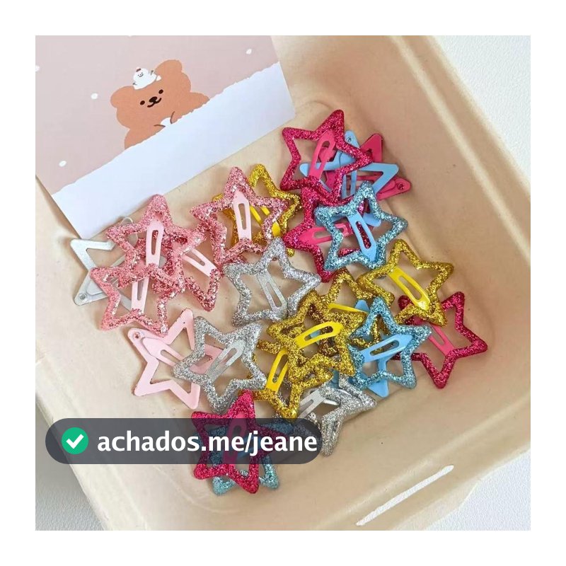 Kit 6/12/18 Grampo De Cabelo Estrela Feminino Com Brilho Para Cabelos Aleatórios