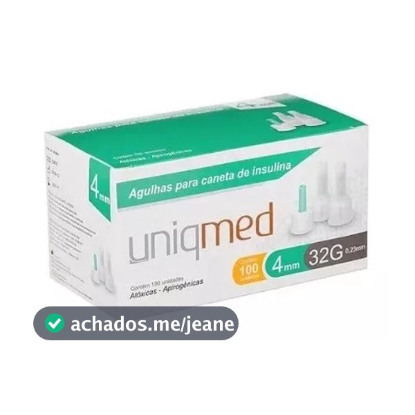Agulha Para Caneta De Insulina 4mm x 32g UNIQMED - 100UN