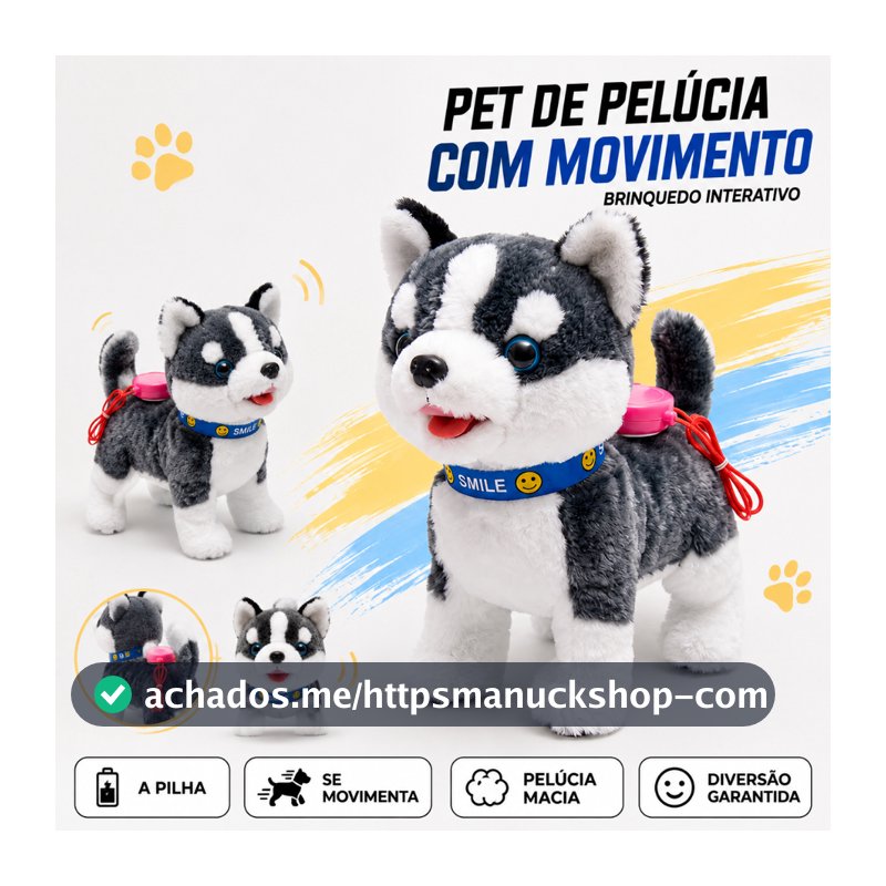 Cachorro Pet De Pelúcia Husky Interativo Fala Com Movimento E Som Brinquedo Cachorrinho Infantil