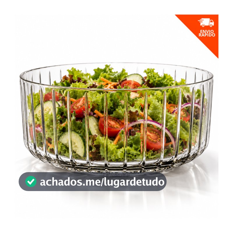 Tigela Saladeira de Vidro 1,8L Rosewood Grande Transparente para Saladas Frutas Sobremesas e Mesa Posta