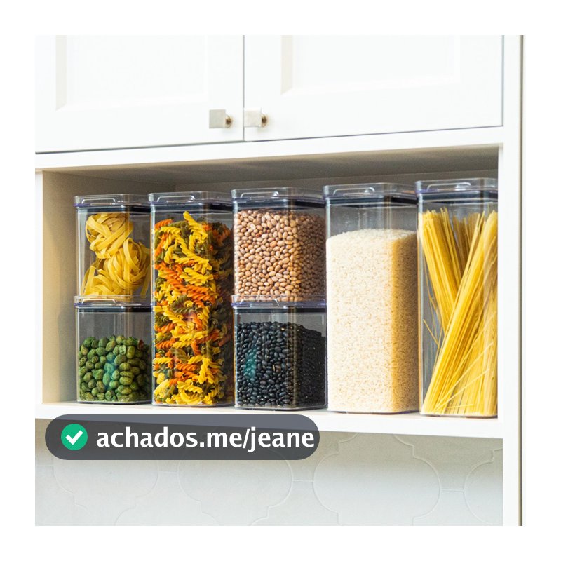 Kit Potes Herméticos Acrílico Transparente Empilháveis Mantimentos, Organizadores Cozinha Resistente