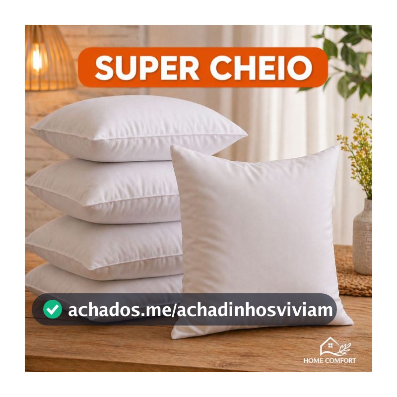 Kit até 6 Unidades Enchimento 45x45 Almofada de Flocos Macia Antialérgica p/ Sofá Cama Decorativa