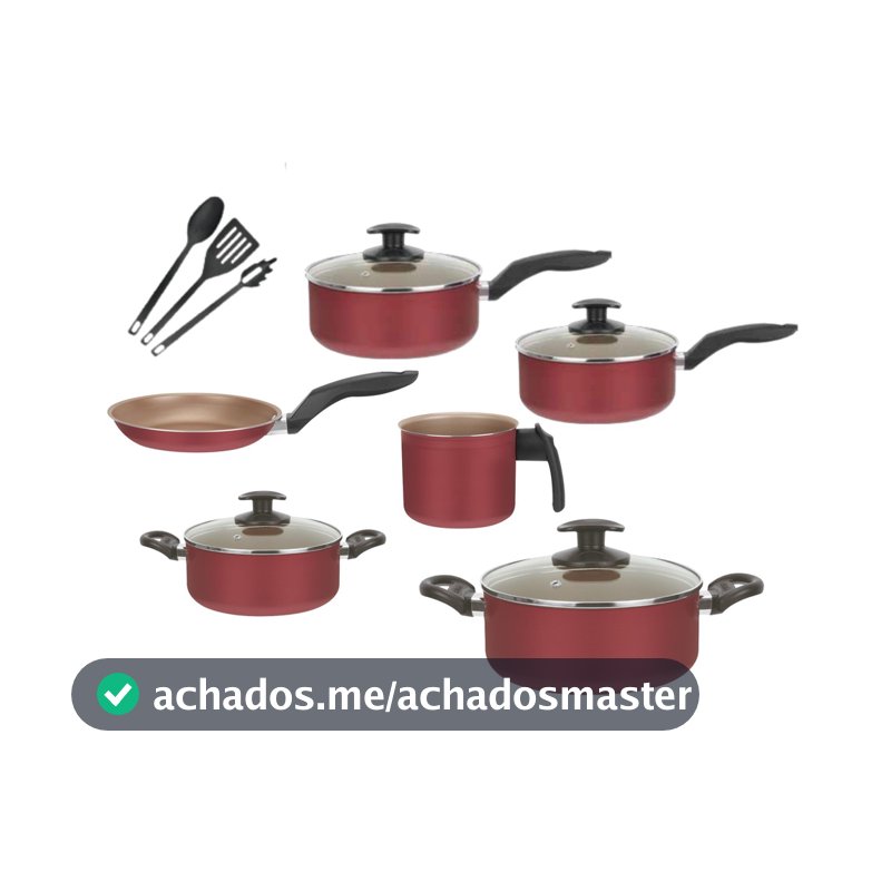 Jogo de Panela antiaderente 9 pecas kit teflon nao gruda varias cores