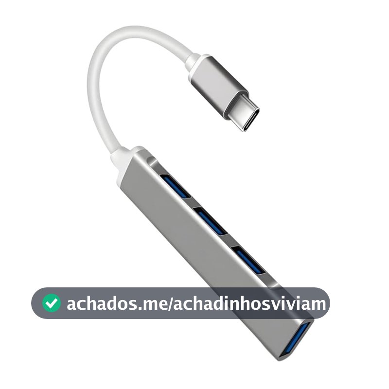 Hub Usb Tipo-C C/ 4 Entradas Plug And Play Alta Velocidade Compatível C/ Diversos Aparelhos Portátil Corpo Durável