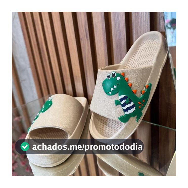 Chinelo Slide Infantil Masculino Estampa Dino Super Leve Resistente