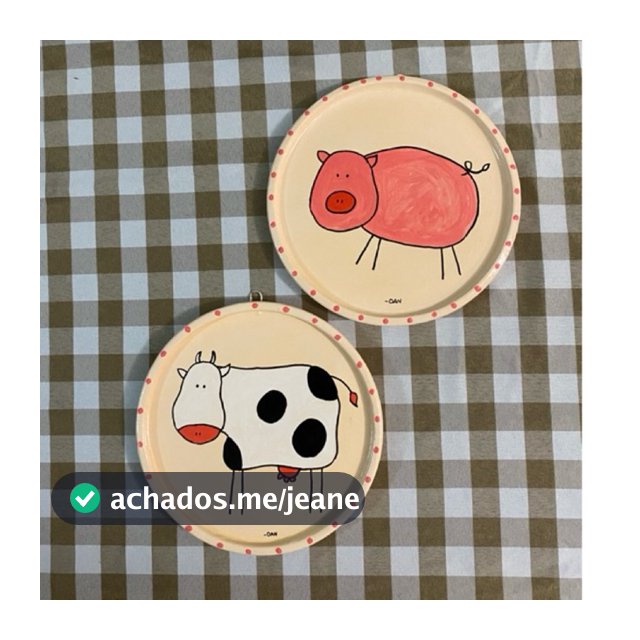 Pratos decorativos de argila - Coleção fazendinha