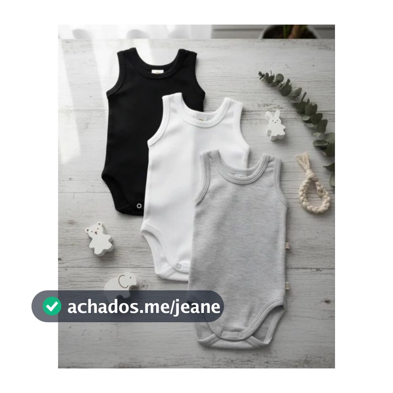 Kit Três Body Regata Sem Manga Cavado Infantil Bebe P M G- B