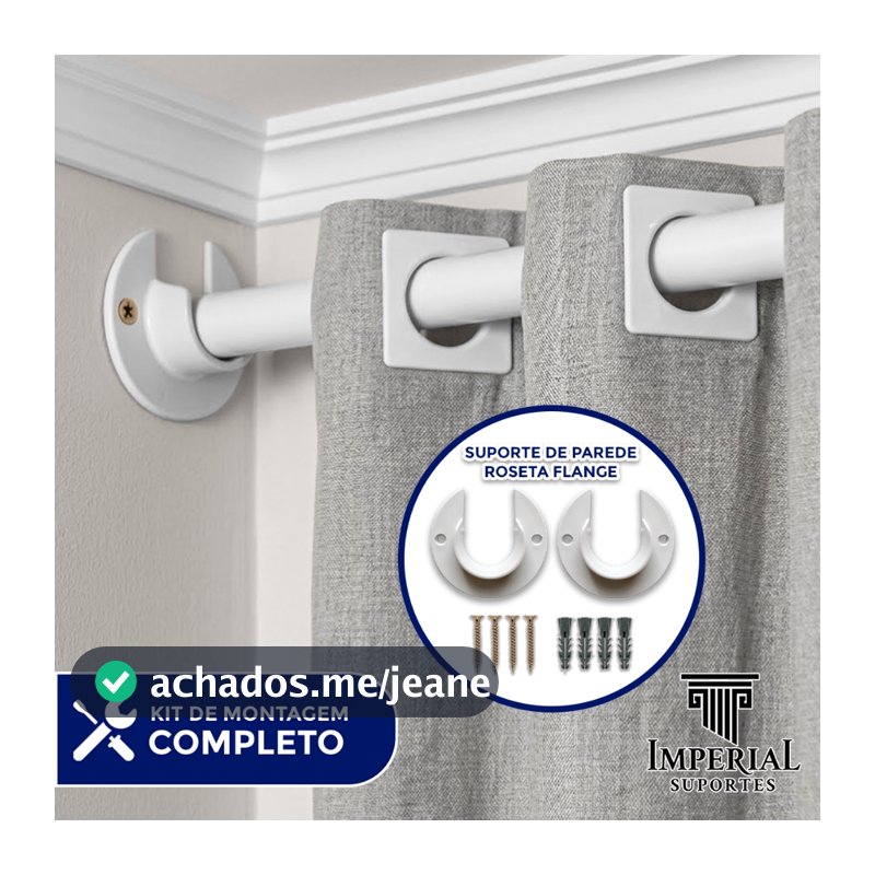 Suporte de Parede  Roseta  Flange para Varões de Cortina 28MM - Várias Cores (Par)