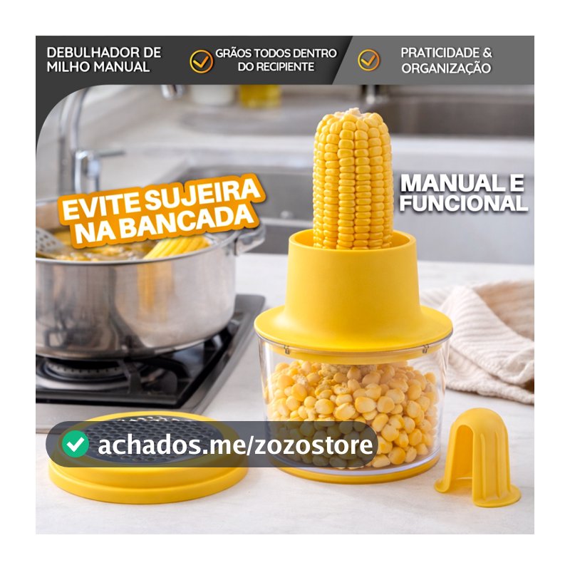 Debulhador Descascador Ralador Espiga Milho Recipiente Redondo 400ml