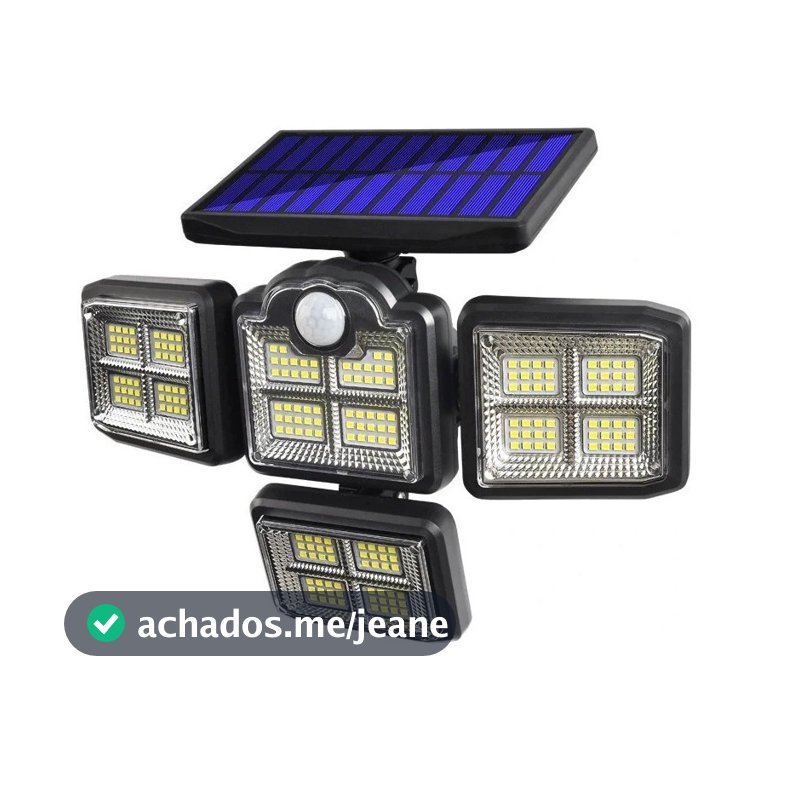 Refletor Com 4 Cabeças 198led 40w Com Painel Solar E Sensor