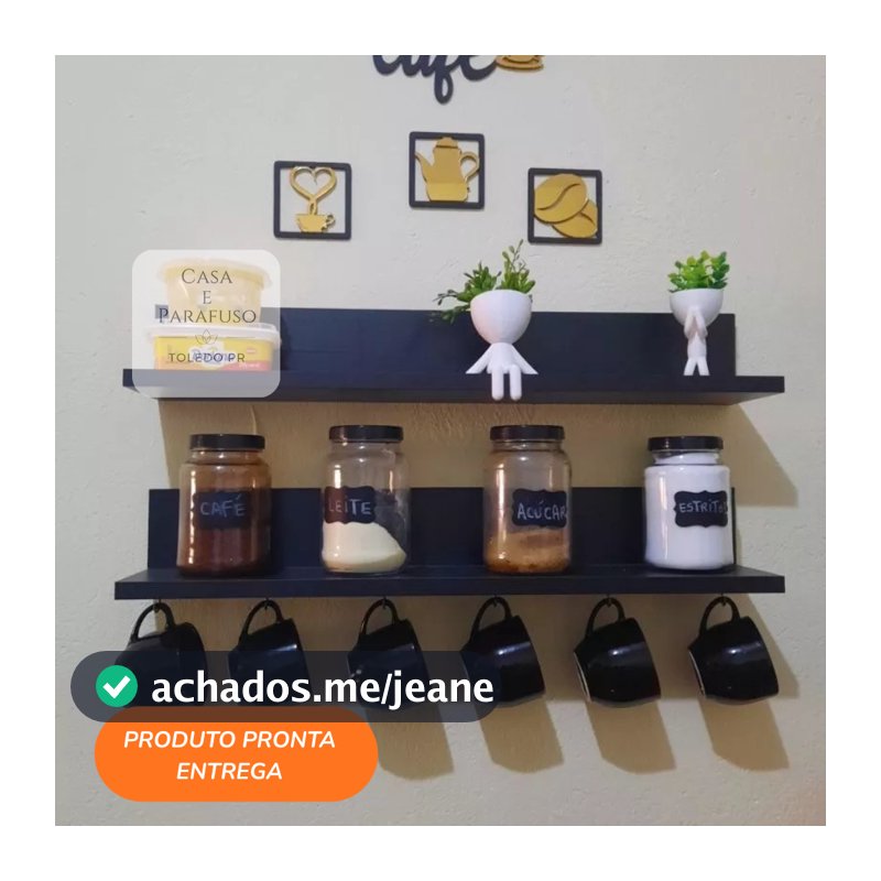 2 Prateleiras cantinho do café com 6 ganchinhos 28