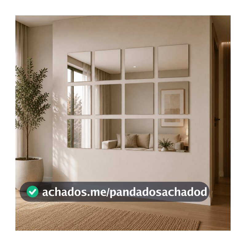 Kit 12 Espelhos 20cm X 20cm Decoração Sala Banheiro Casa Loja Lavabo Quarto Mosaico Artesanato Fita