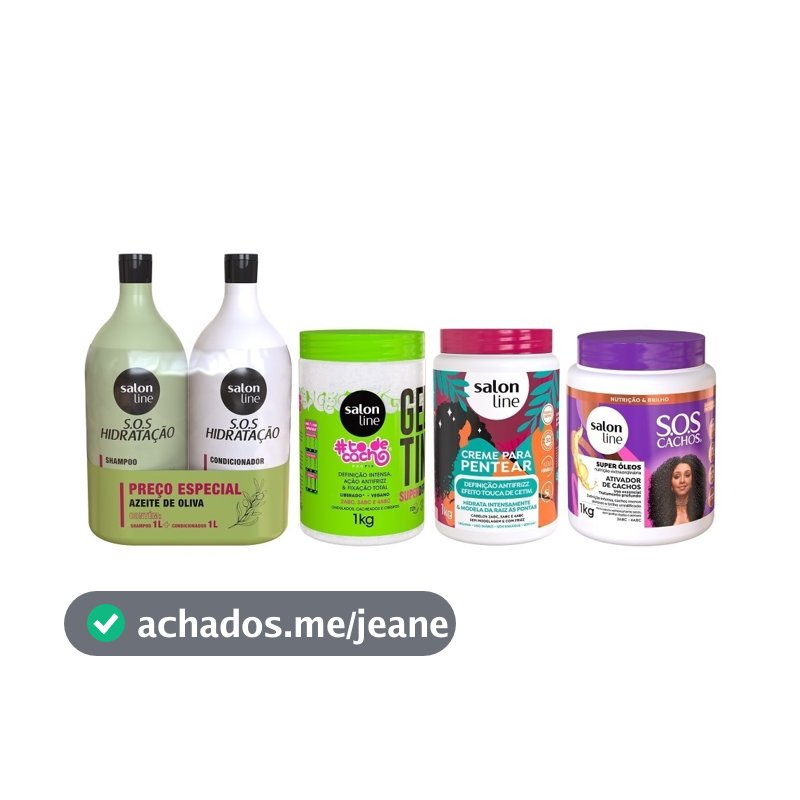Kit Shampoo e Condicionador Litrão + Gelatina Super Definição + Creme para Pentear Antifrizz + Ativador de Cachos