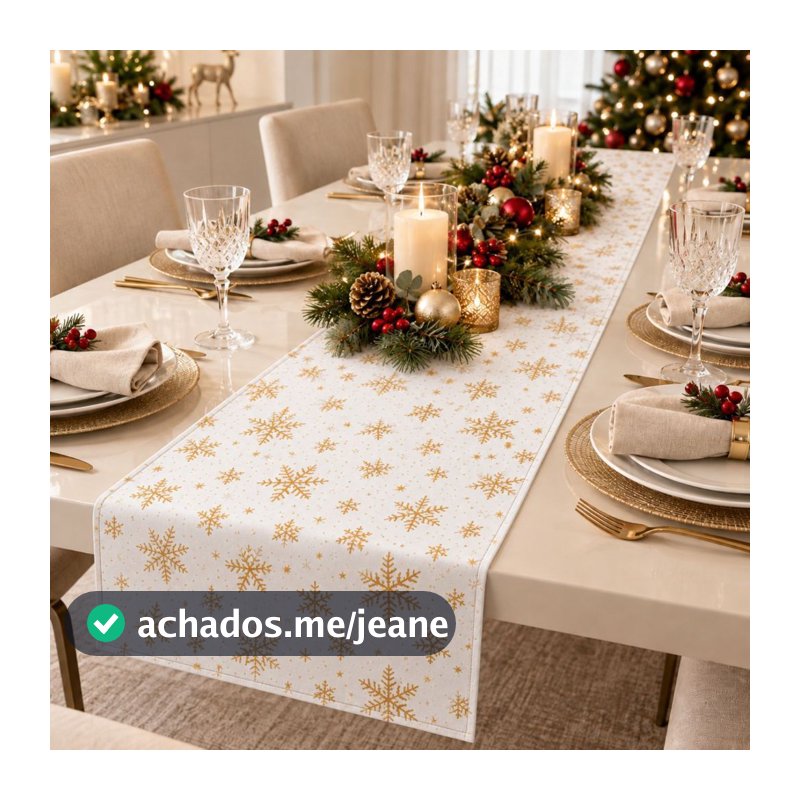 Centro de Mesa Natalino Longo 180cm Toalha Decorativa Luxo para Trilho de Mesa Decoração Ceia Natal