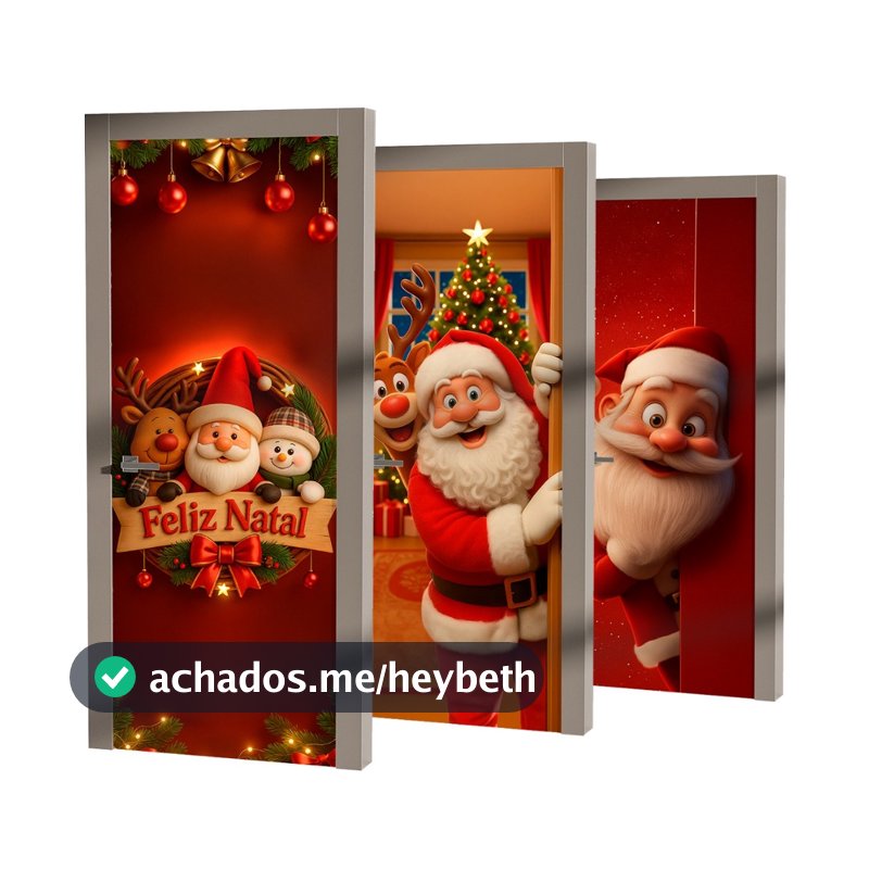 Capa de Porta Papai Noel Cute Infantil Tecido Sublimado 0.85x2.15