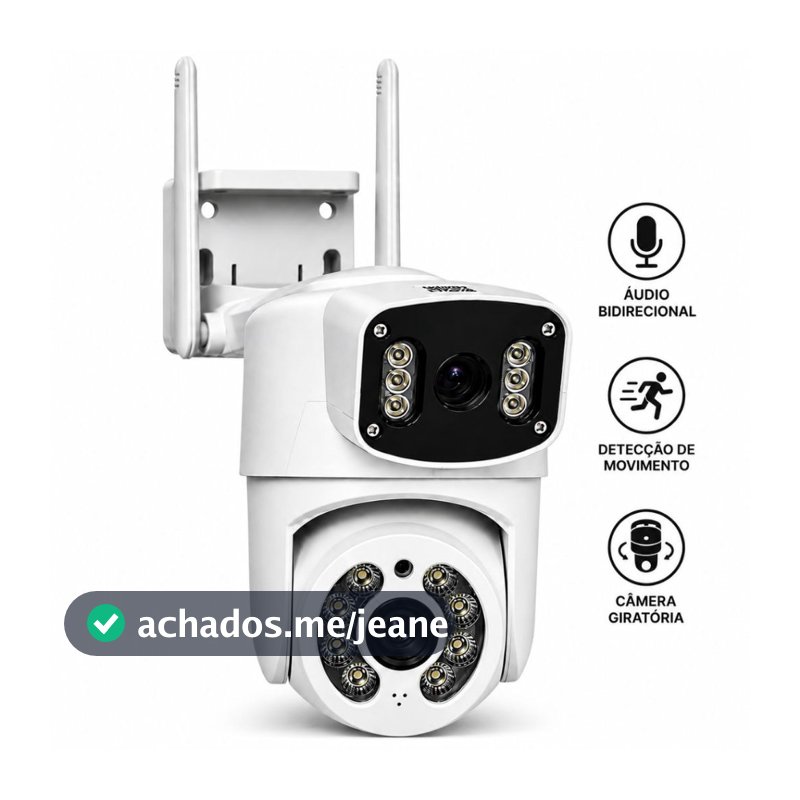 Câmera de Segurança WiFi IP 360 Lente Dupla HD Visão Noturna Áudio Bidirecional Detecção de Movimento